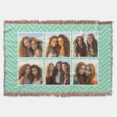 Mint Chevron Pattern Pastel Trendy 6 Foto Collage Deken (Voorkant)