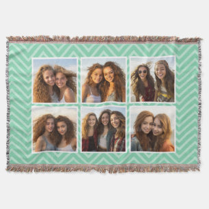 Mint Chevron Pattern Pastel Trendy 6 Foto Collage Deken