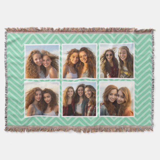Mint Chevron Pattern Pastel Trendy 6 Foto Collage Deken (Voorkant)