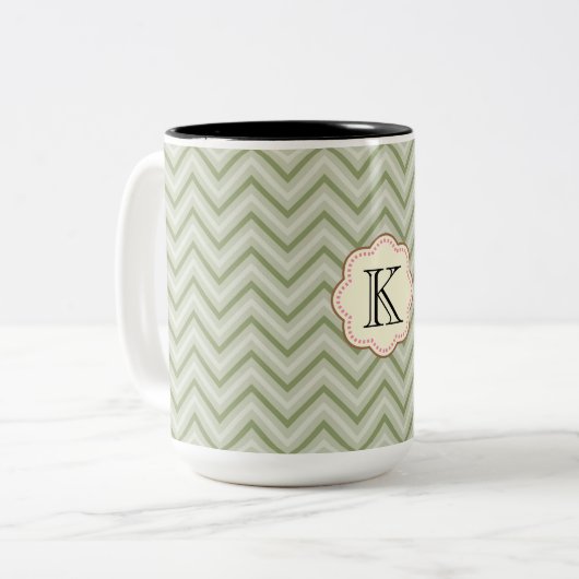 Mint Chevron Tweekleurige Koffiemok (Voorkant links)