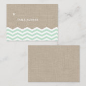 Mint Chevrons op Burlap Place Card Plaatskaartje (Voorkant / Achterkant)