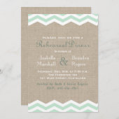 Mint Chevrons op Burlap Rehearsal Dinner Invite Kaart (Voorkant / Achterkant)