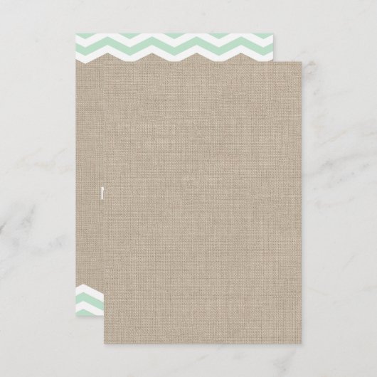 Mint Chevrons op Burlap RSVP (Voorkant / Achterkant)