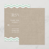 Mint Chevrons op Burlap RSVP Kaartje (Voorkant / Achterkant)