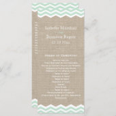 Mint Chevrons op Burlap Wedding Program Programmakaart (Voorkant / Achterkant)