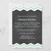 Mint Chevrons op Chalkboard Bat Mitzvah Uitnodigin Kaart (Voorkant)