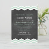 Mint Chevrons op Chalkboard Bat Mitzvah Uitnodigin Kaart (Staand voorkant)