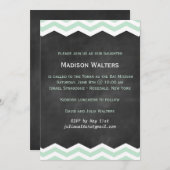 Mint Chevrons op Chalkboard Bat Mitzvah Uitnodigin Kaart (Voorkant / Achterkant)