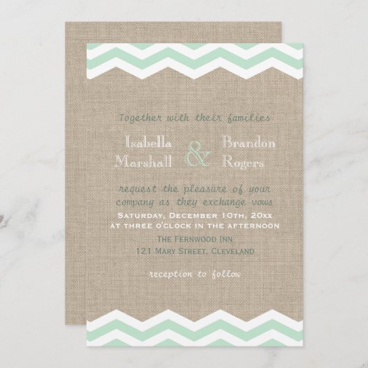 Mint Chevrons over de uitnodiging tot het indienen (Voorkant / Achterkant)