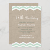 Mint Chevrons over de uitnodiging van Burlap Birth (Voorkant / Achterkant)