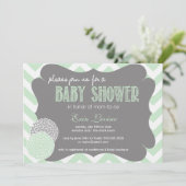 Mint Chic Chevron Baby shower uitnodiging (Staand voorkant)