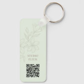 Mint | Chic Minimal Floral QR Sleutelhanger (Achterkant)