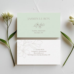 Mint Chic Minimalist Floral Visitekaartje