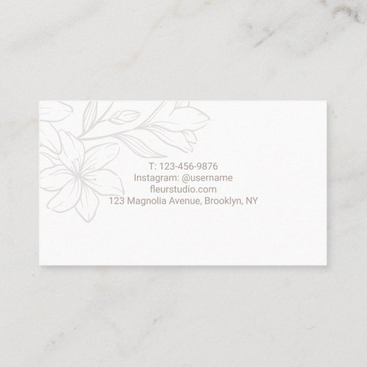 Mint | Chic Minimalist Floral Visitekaartje (Achterkant)