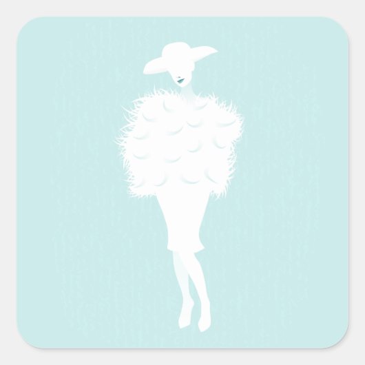 Mint Chic Mode Lady Square Sticker (Voorkant)