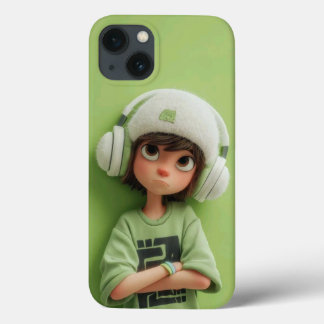 Mint Chill: Esthetische Jongen met Hoofdtelefoon Case-Mate iPhone Case