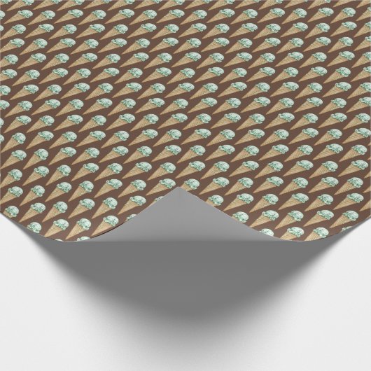 Mint Chip Cones - Chocolate Brown Wrapping Paper Cadeaupapier (Hoek)