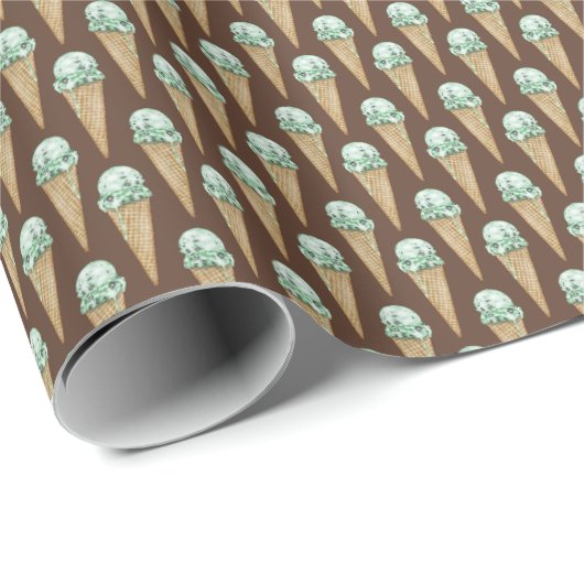 Mint Chip Cones - Chocolate Brown Wrapping Paper Cadeaupapier (Rol Hoek)