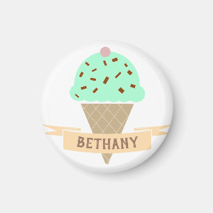 Mint Choc Chip Ice Cream Cone Personated Kinderen Magneet