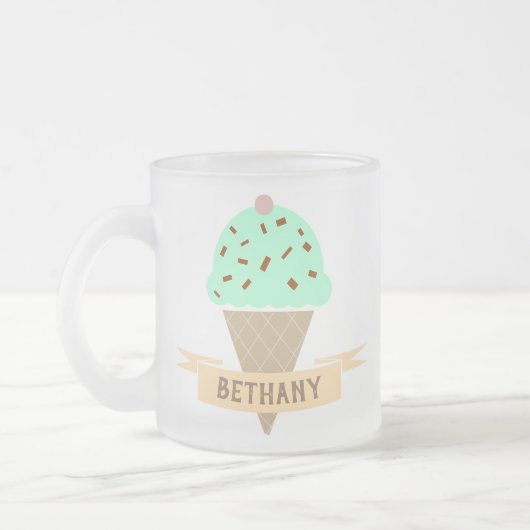 Mint Choc Chip Ice Cream Floats Gepersonaliseerd Matglas Koffiemok (Links)