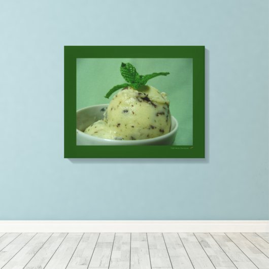 Mint Chocolade Chip Ijs Bevroren Dessert Canvas Afdruk (Insitu (Houten vloer))