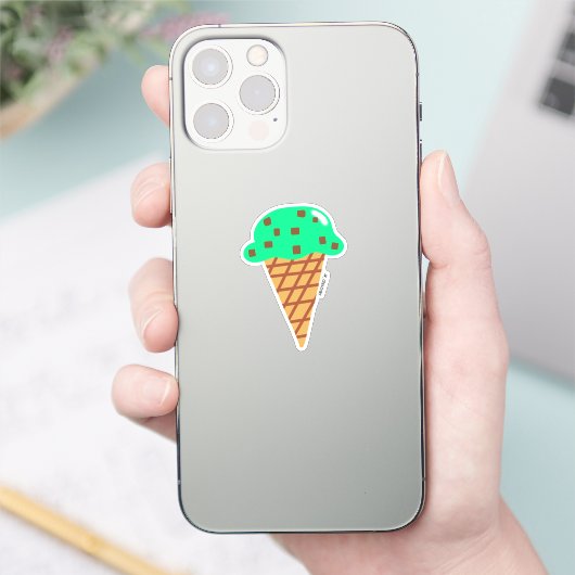 Mint chocolade chip ijs kegel sticker (Telefoon)