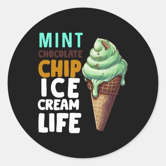 Mint Chocolade Chip Ijs Voor Ronde Sticker (Voorkant)
