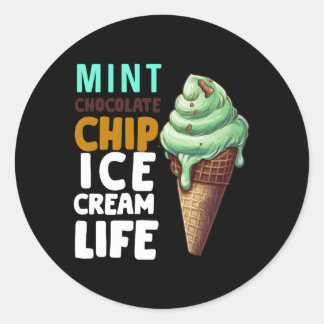 Mint Chocolade Chip Ijs Voor Ronde Sticker