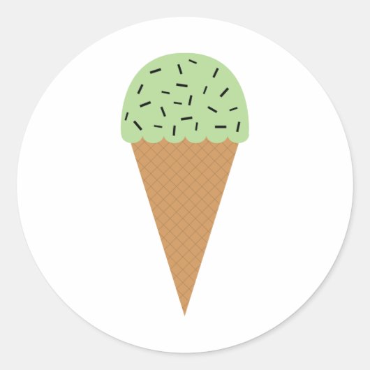 Mint Chocolade Chip Ijsje Kegel Ronde Sticker (Voorkant)