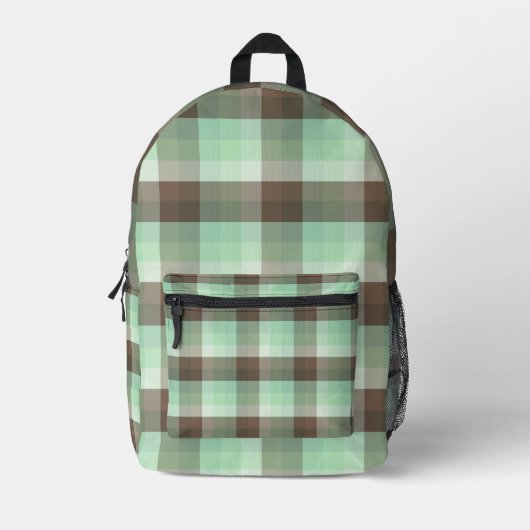 Mint Chocolade Chip Kleur Blok Plaid Strepen Bedrukte Rugzak (Voorkant)