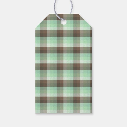 Mint Chocolade Chip Kleur Blok Plaid Strepen Cadeaulabel (Voorkant)