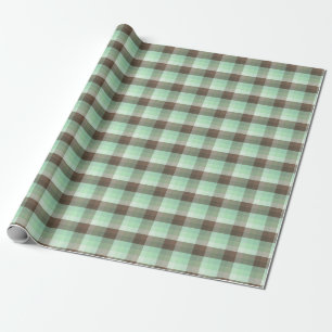 Mint Chocolade Chip Kleur Blok Plaid Strepen Cadeaupapier