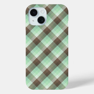 Mint Chocolade Chip Kleur Blok Plaid Strepen iPhone 15 Case