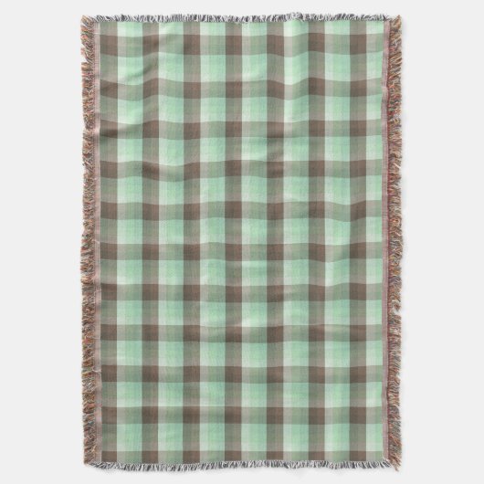 Mint Chocolade Chip Kleur Blok Plaid Strepen Deken (Voorkant Verticaal)