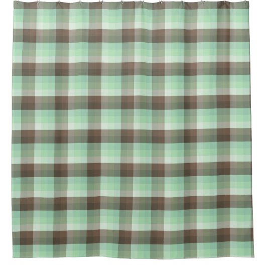 Mint Chocolade Chip Kleur Blok Plaid Strepen Douchegordijn (Voorkant)