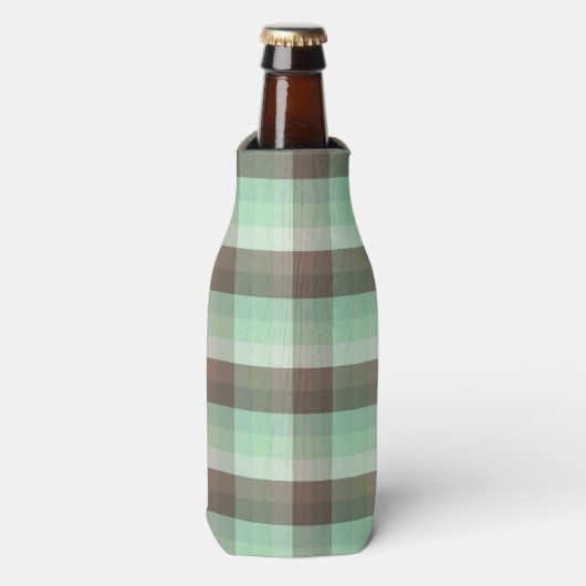 Mint Chocolade Chip Kleur Blok Plaid Strepen Flesjeskoeler (Fles Voorkant)