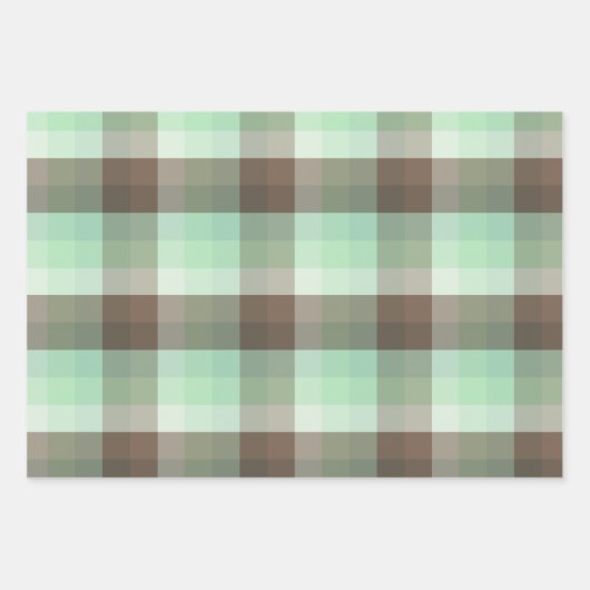 Mint Chocolade Chip Kleur Blok Plaid Strepen Inpakpapier Vel (Voorkant 2)