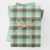Mint Chocolade Chip Kleur Blok Plaid Strepen Inpakpapier Vel (In situ)