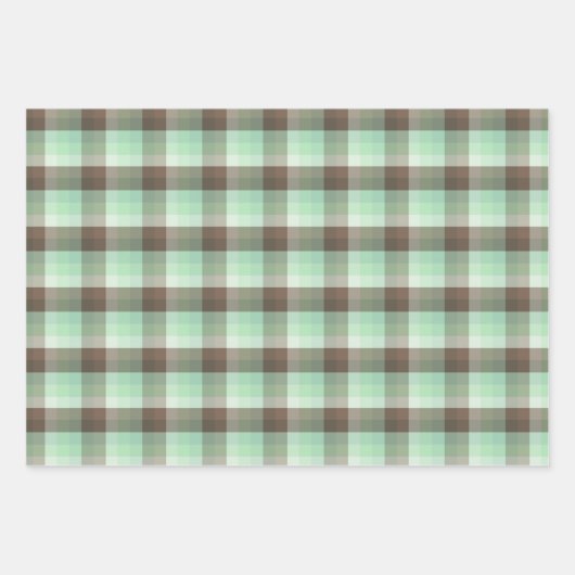 Mint Chocolade Chip Kleur Blok Plaid Strepen Inpakpapier Vel (Voorkant)