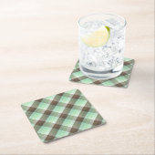 Mint Chocolade Chip Kleur Blok Plaid Strepen Kartonnen Onderzetters (Insitu)