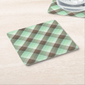 Mint Chocolade Chip Kleur Blok Plaid Strepen Kartonnen Onderzetters (Schuin)