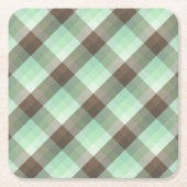 Mint Chocolade Chip Kleur Blok Plaid Strepen Kartonnen Onderzetters (Voorkant)