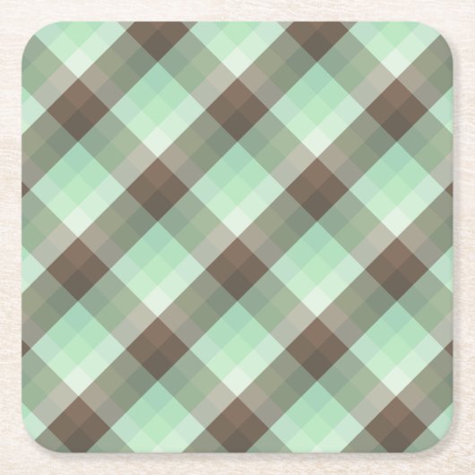Mint Chocolade Chip Kleur Blok Plaid Strepen Kartonnen Onderzetters (Voorkant)