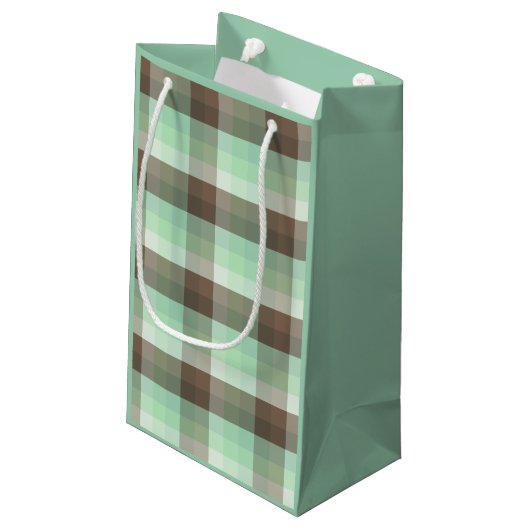 Mint Chocolade Chip Kleur Blok Plaid Strepen Klein Cadeauzakje (Achterkant Gekanteld)