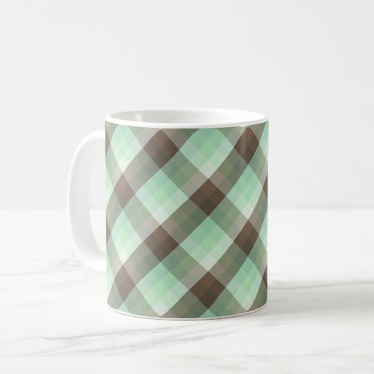 Mint Chocolade Chip Kleur Blok Plaid Strepen Koffiemok (Voorkant links)