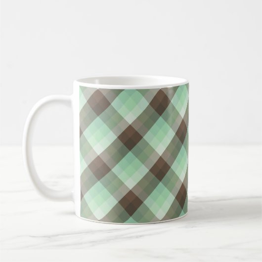 Mint Chocolade Chip Kleur Blok Plaid Strepen Koffiemok (Links)