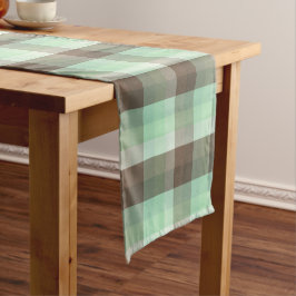 Mint Chocolade Chip Kleur Blok Plaid Strepen Korte Tafelloper