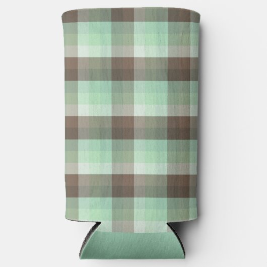 Mint Chocolade Chip Kleur Blok Plaid Strepen Seltzer Blikjeskoeler (Voorkant)