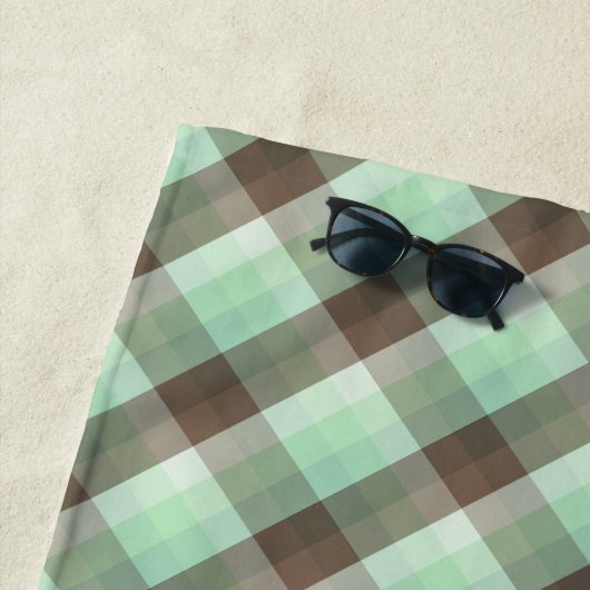 Mint Chocolade Chip Kleur Blok Plaid Strepen Strandlaken (In situ)