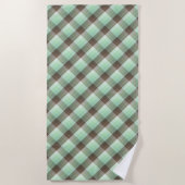 Mint Chocolade Chip Kleur Blok Plaid Strepen Strandlaken (Voorkant)